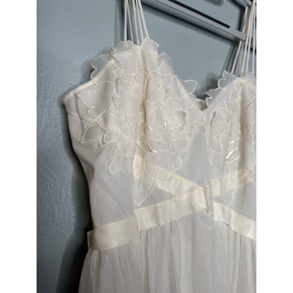 Vintage 50s Laros two piece sleepwear set peignor and nightgown lace off white - Picture 13 of 16